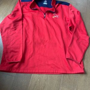 ST Louis Cardinals Red Quarter-Zip Pullover with Navy Accents STL MLB